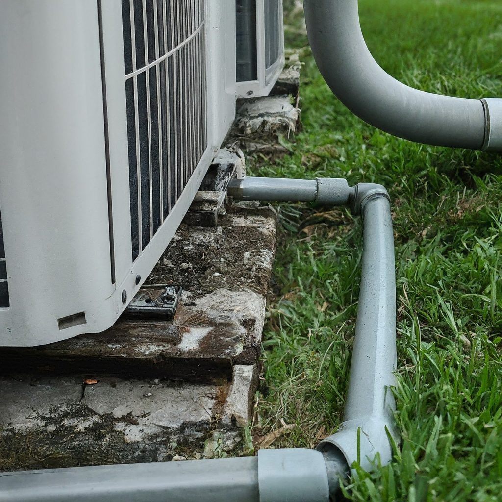 an image depicting a Clogged Condensate Drain Line of an air conditioner