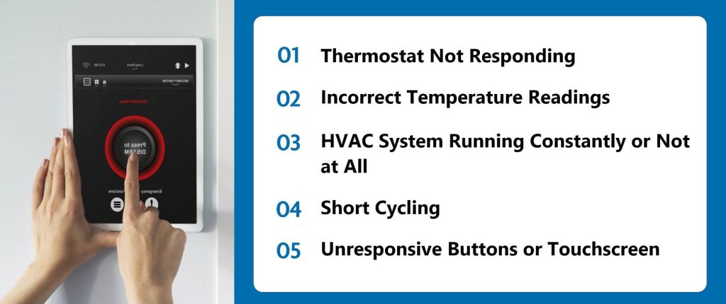 an infographic depicting the common thermostat issues the homeowners might face