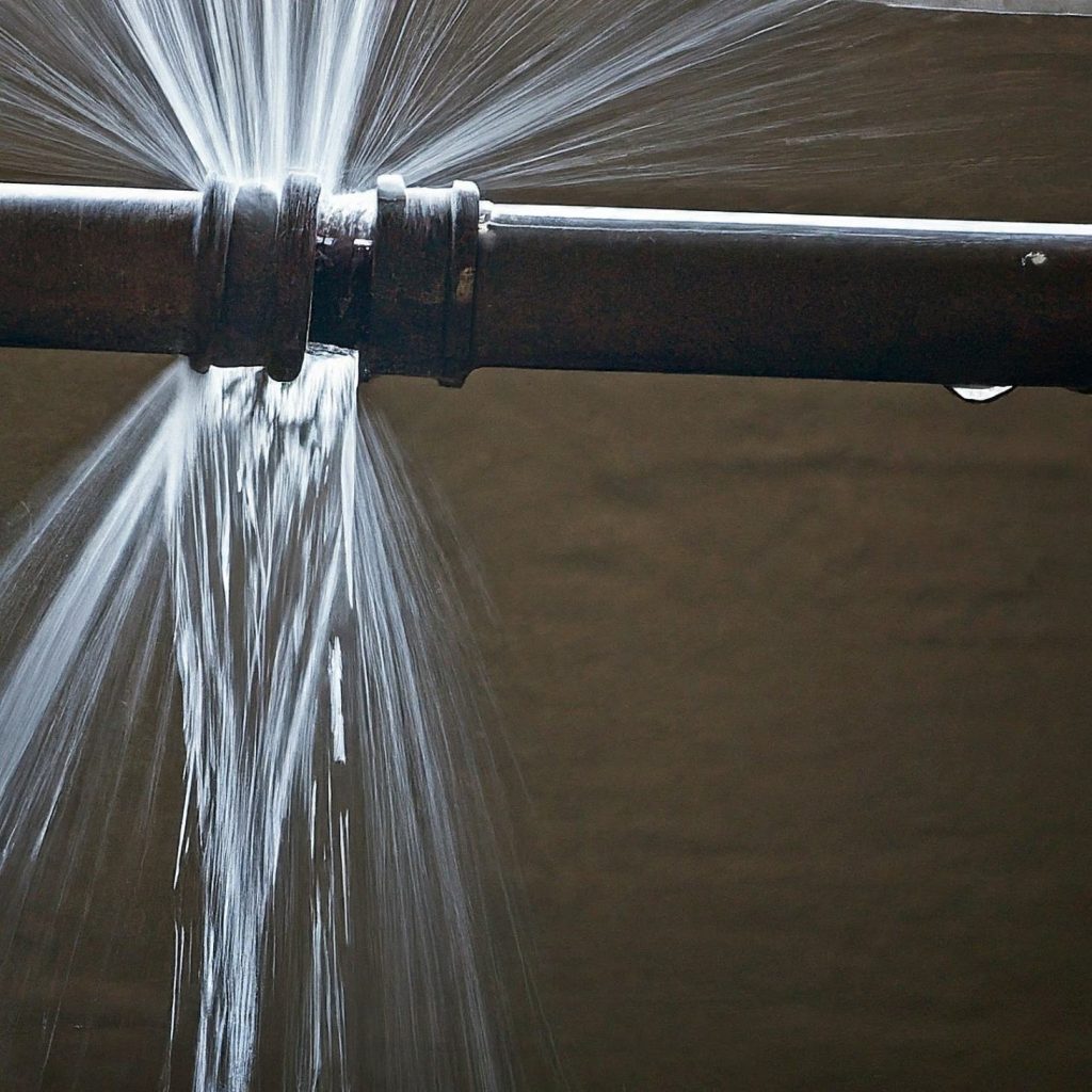an image displaying the  Burst Pipes in the house