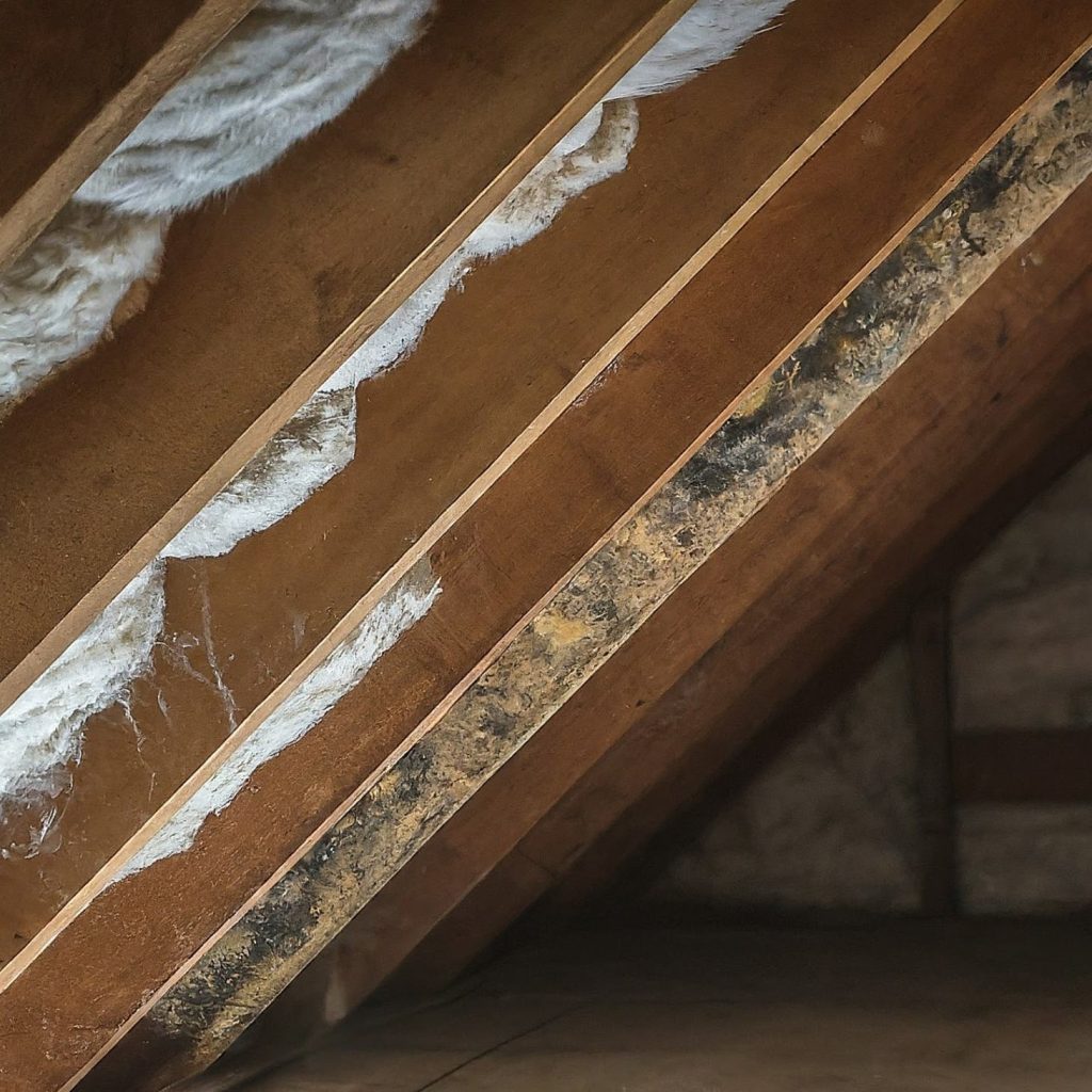 
an image displaying the problem of Mildew In The Attic in the house